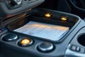 Car Interior Center Console with Documents Royalty Free Stock Photo