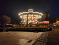 Illuminated Carousel At Nighttime. City Center of Gdansk