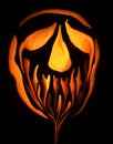 Illuminated carved pumpkins with scary firery faces