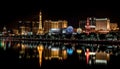 Illuminated casino on the strip reflects city skyline at dusk generated by AI