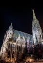 Illuminated Cathedral Stephansdom In The Night In The Inner City Of Vienna In Austria Royalty Free Stock Photo