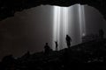 Illuminated cave at Goa Jomblang Tour near Yogyakarta, Indonesia