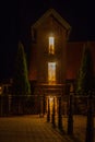 Chapel in a small city, night view