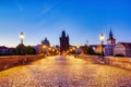 Illuminated Charles Bridge at Dusk, Prague