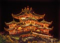 Illuminated Chenghuang Pavilion Night West Lake Hangzhou Zhejiang China