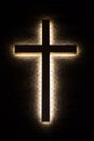 Illuminated Christian Cross In Vertical Orientation Royalty Free Stock Photo