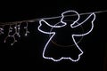 Illuminated Christmas decoration angel in street Royalty Free Stock Photo