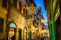 Illuminated Christmas street in Florence