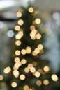 Illuminated Christmas tree on indistinct, blurred background.
