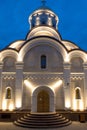 The illuminated church in the night, Norilsk