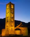 Illuminated church Romanesque church of Sant Climent de Taull at night in Lleida