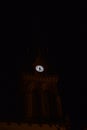 church tower clock at night Royalty Free Stock Photo