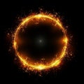 Illuminated circle frame on dark background