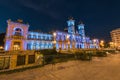 Illuminated City Hall in San Sebastian at twilight Royalty Free Stock Photo