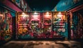 Illuminated city street, graffiti art, youth culture fun generated by AI