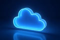Illuminated cloud icon display digital space graphic design modern environment creative perspective