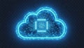 Illuminated cloud with integrated circuit core Royalty Free Stock Photo