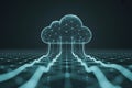 Illuminated cloud network connected to digital grid Royalty Free Stock Photo