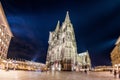 Illuminated Cologne Cathedral at night