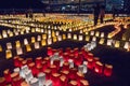 Illuminated colorful paper lanterns for the Hakata Tomyo Watching festival at the Tochoji