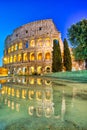 Illuminated Colosseum at Dusk, Rome Royalty Free Stock Photo