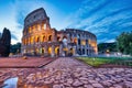 Illuminated Colosseum at Dusk, Rome Royalty Free Stock Photo