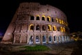 Illuminated Colosseum in Rome at night Royalty Free Stock Photo