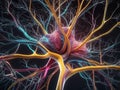 Illuminated Complexity: Brain Neurons Close-Up on Black Background. Royalty Free Stock Photo