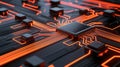 Illuminated computer processor, a glimpse into the power of modern technology and complex circuitry Royalty Free Stock Photo