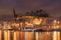 Illuminated container terminal Port of Antwerp at night