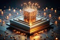 Illuminated core a futuristic representation of advanced computing power and data transmission. Generative AI Royalty Free Stock Photo