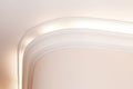 Illuminated cornice, bright interior background Royalty Free Stock Photo