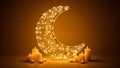 Illuminated Crescent Moon with Candles Royalty Free Stock Photo