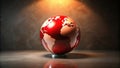 Illuminated crimson globe on polished surface, representing global interconnectivity and international relations. Generative AI Royalty Free Stock Photo