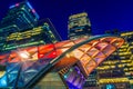 Illuminated Crossrail Place in Canary Wharf Royalty Free Stock Photo