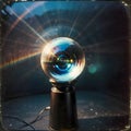 Illuminated Crystal Ball on Stand with Rainbow Light Effects Royalty Free Stock Photo