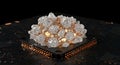 Illuminated crystal cluster embedded on a CPU board Royalty Free Stock Photo