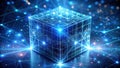Illuminated cube a futuristic representation of interconnected digital networks and data streams. Generative AI Royalty Free Stock Photo