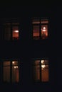 Lighted night windows of houses Royalty Free Stock Photo