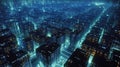 Illuminated Data Architecture A Futuristic Cityscape of Interconnected Networks