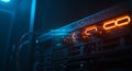 illuminated data server hardware with glowing lights - generated using ai