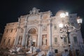Illuminated, Detailed Baroque Trevi Fountain in Rome, Italy Royalty Free Stock Photo