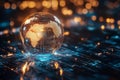 Illuminated Digital Globe Representing Global Connectivity and Technology on Circuit Background Royalty Free Stock Photo