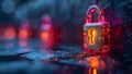 Illuminated Digital Lock: Cybersecurity Concept. Concept Digital Security, Cyber Threats,