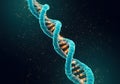 Illuminated DNA Double Helix Structure Floating Against Space Background Royalty Free Stock Photo