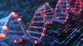 DNA Double Helix Structure on a Digital Background Representing Scientific Research Royalty Free Stock Photo
