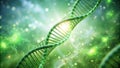 Illuminated double helix a stunning visual representation of genetic code in a vibrant, lush green environment. Generative AI Royalty Free Stock Photo