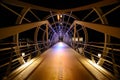 Illuminated drawbridge at night, Ustka, Poland.