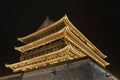 Illuminated Drum Tower at the ancient city wall at night, Xian, Shanxi Province, China Royalty Free Stock Photo