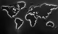 Illuminated earth map on black background Royalty Free Stock Photo